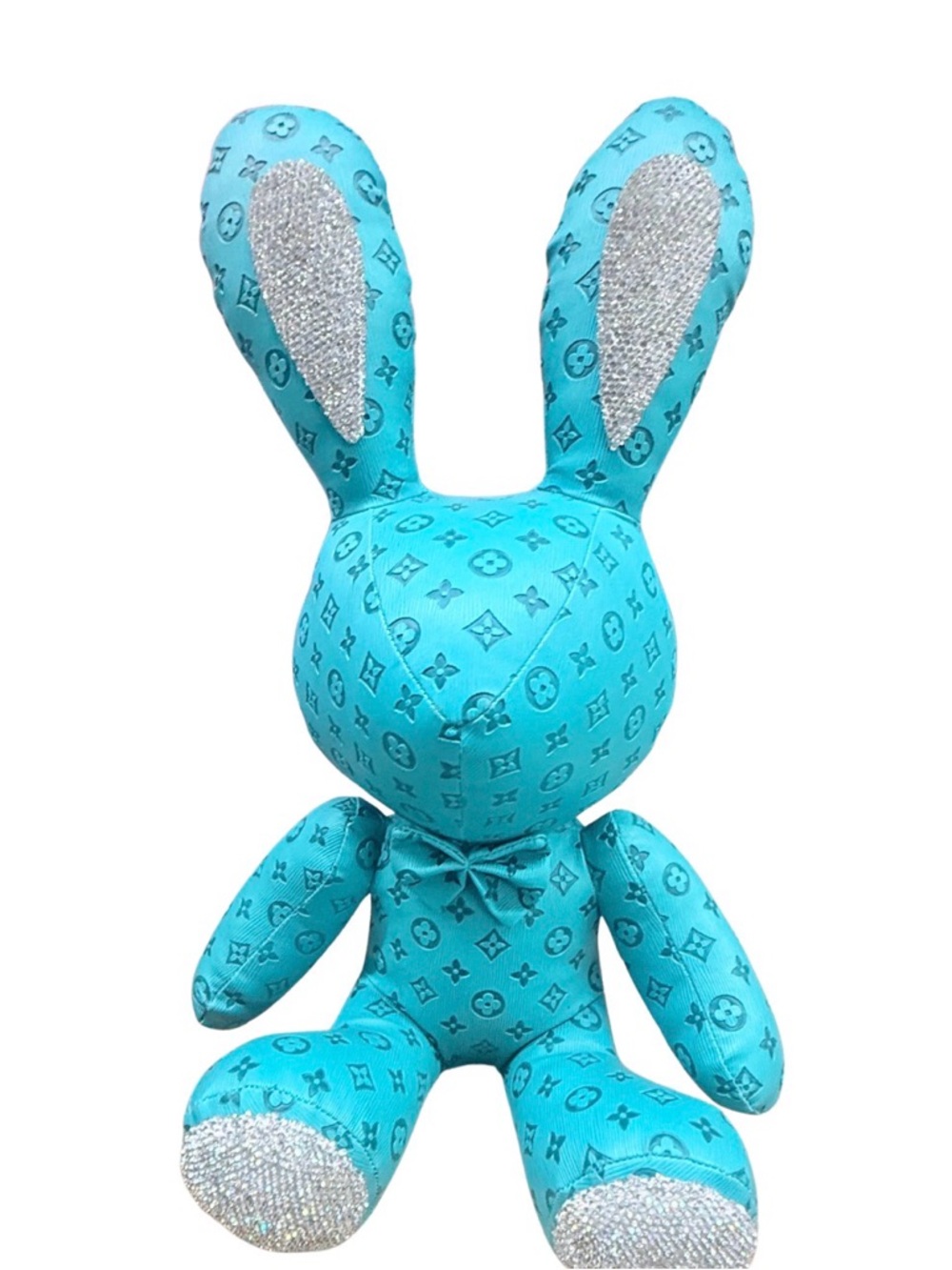 15”  Luxury Plush Bunny – Soft Faux Leather Feel, Sequin Bow
